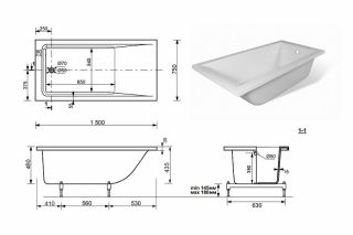 Ванна из литьевого мрамора Эстет Delta 150 silk ФР-00014531 150x75см белый матовый